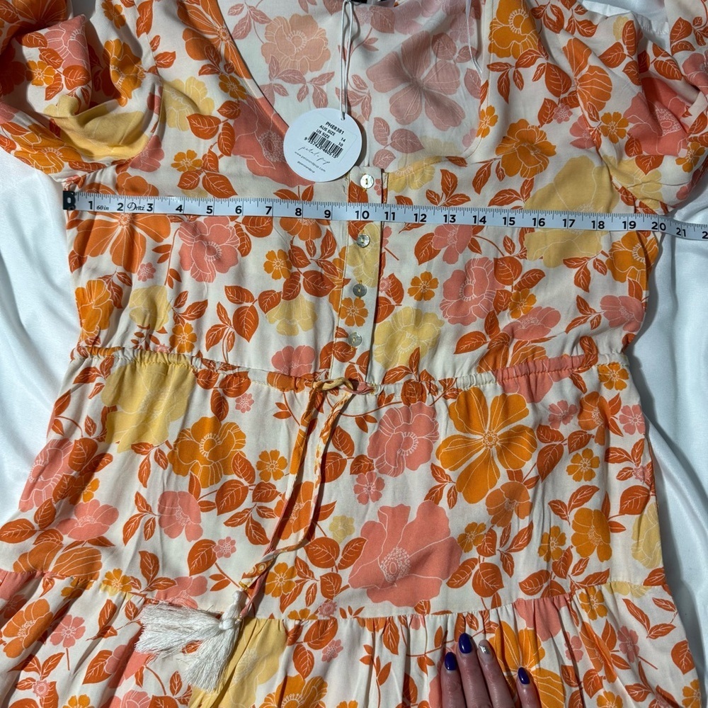 Petal and pup Odie Dress Floral Size US 10 Boho Cottagecore Tiered Tie Waist - Picture 9 of 13